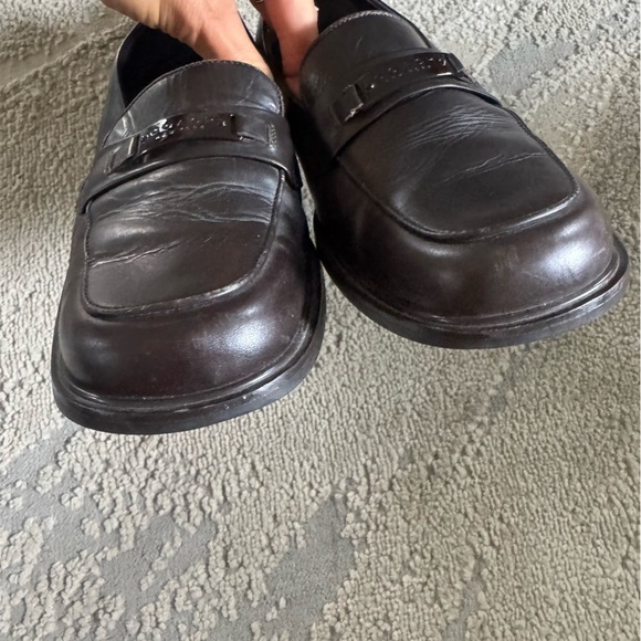 Coach loafers burgundy maroon brown chunky heel classic slip on leather 8.5 - Picture 4 of 11